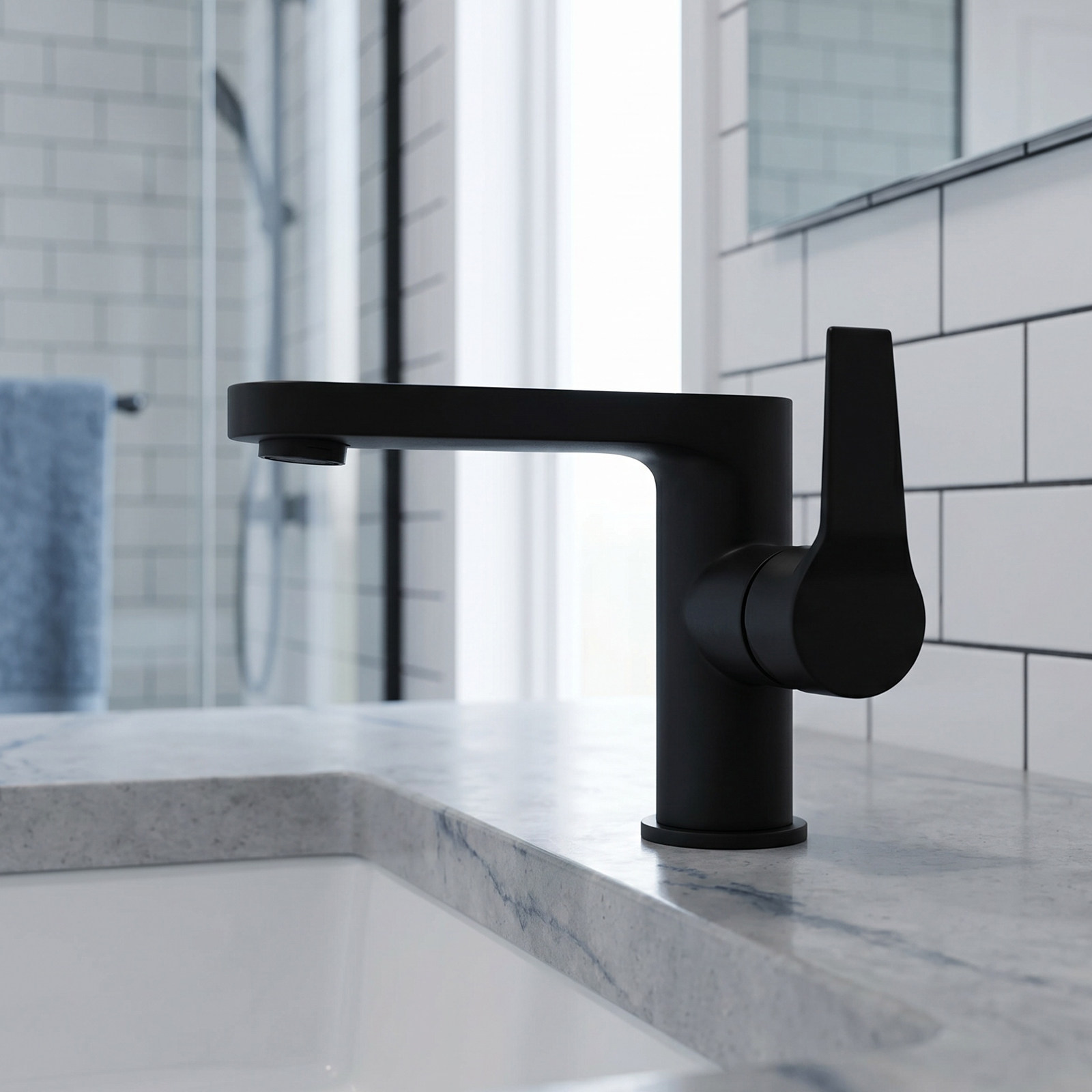 Basin Mixer Cartridge - Poignée de robinet d'évier noir mat